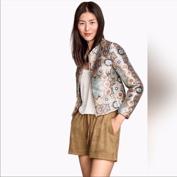 H M Jackets Coats Hm Conscious Collection Brocade Bomber Jacket Poshmark